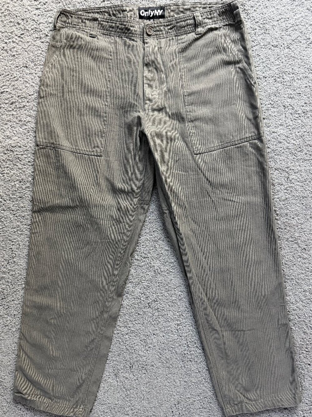 Only NY Olive Drab Fatigue Pants Size 36 Heavyweight Cotton Utility - EUC
